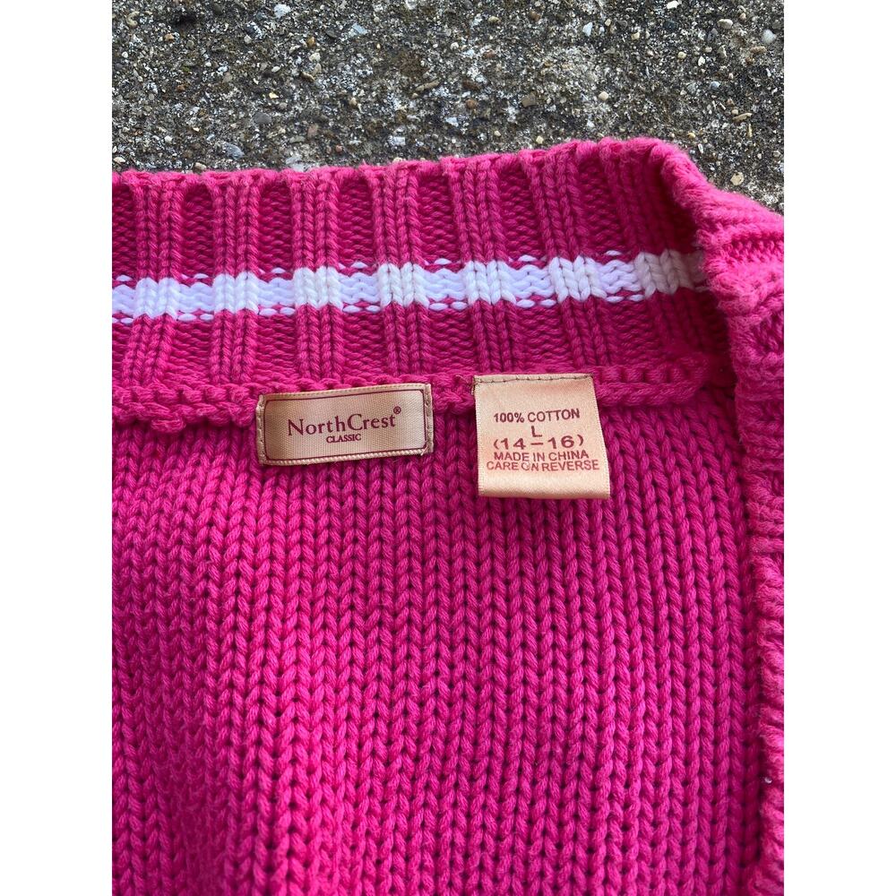 VTG Northcrest Women’s Purple Large Deep V-Neck Pullover Cable Knit Sweater - Picture 4 of 5